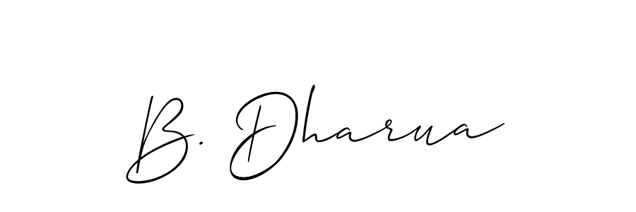 The best way (Allison_Script) to make a short signature is to pick only two or three words in your name. The name B. Dharua include a total of six letters. For converting this name. B. Dharua signature style 2 images and pictures png