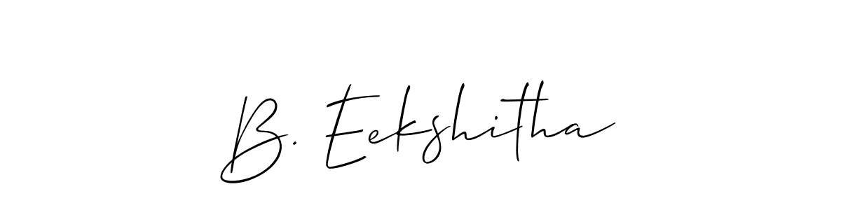 This is the best signature style for the B. Eekshitha name. Also you like these signature font (Allison_Script). Mix name signature. B. Eekshitha signature style 2 images and pictures png