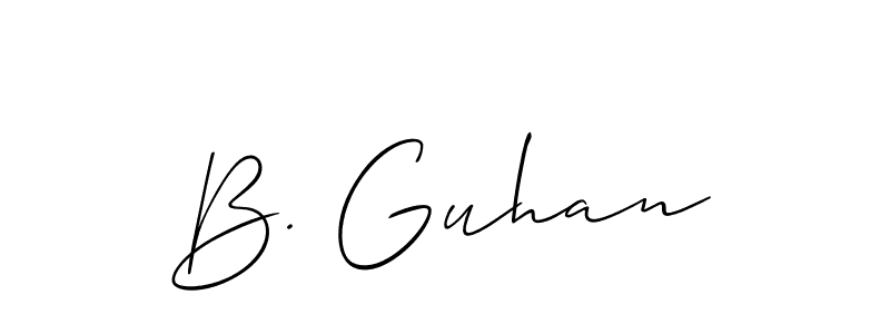 Allison_Script is a professional signature style that is perfect for those who want to add a touch of class to their signature. It is also a great choice for those who want to make their signature more unique. Get B. Guhan name to fancy signature for free. B. Guhan signature style 2 images and pictures png