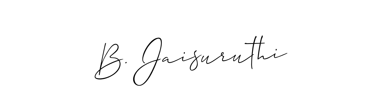 Similarly Allison_Script is the best handwritten signature design. Signature creator online .You can use it as an online autograph creator for name B. Jaisuruthi. B. Jaisuruthi signature style 2 images and pictures png
