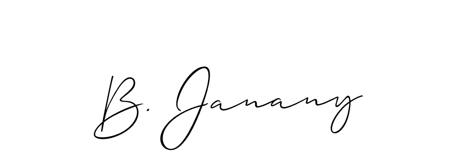 How to make B. Janany name signature. Use Allison_Script style for creating short signs online. This is the latest handwritten sign. B. Janany signature style 2 images and pictures png