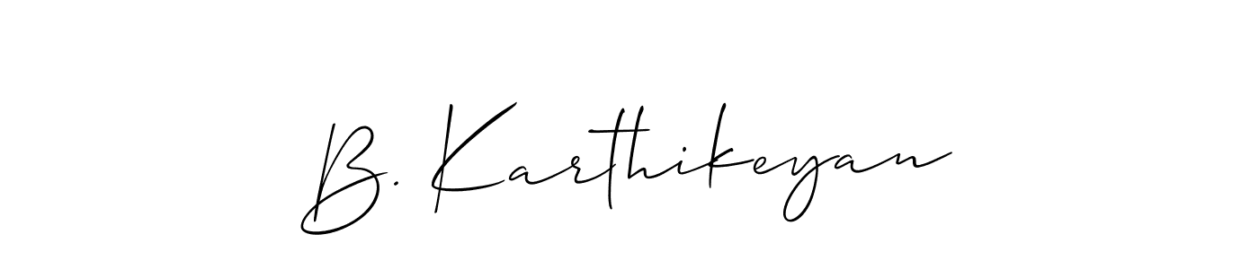 Make a beautiful signature design for name B. Karthikeyan. With this signature (Allison_Script) style, you can create a handwritten signature for free. B. Karthikeyan signature style 2 images and pictures png