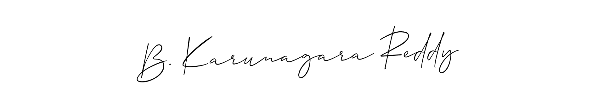 Use a signature maker to create a handwritten signature online. With this signature software, you can design (Allison_Script) your own signature for name B. Karunagara Reddy. B. Karunagara Reddy signature style 2 images and pictures png