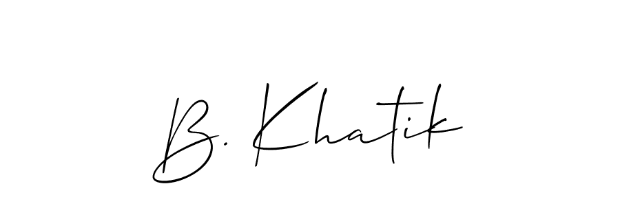 How to Draw B. Khatik signature style? Allison_Script is a latest design signature styles for name B. Khatik. B. Khatik signature style 2 images and pictures png