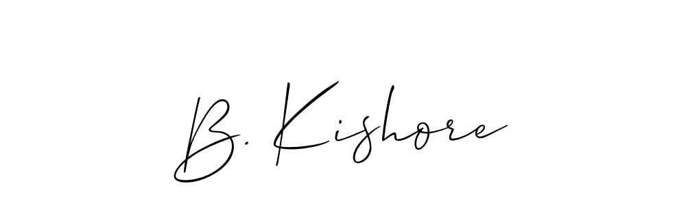 Also You can easily find your signature by using the search form. We will create B. Kishore name handwritten signature images for you free of cost using Allison_Script sign style. B. Kishore signature style 2 images and pictures png