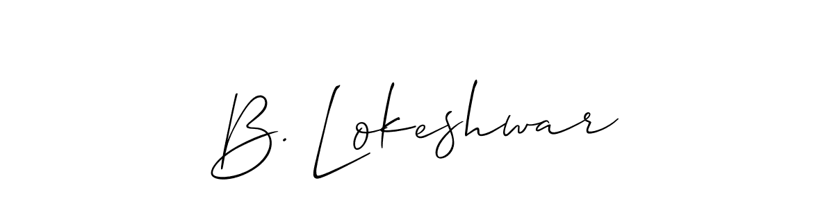 if you are searching for the best signature style for your name B. Lokeshwar. so please give up your signature search. here we have designed multiple signature styles  using Allison_Script. B. Lokeshwar signature style 2 images and pictures png