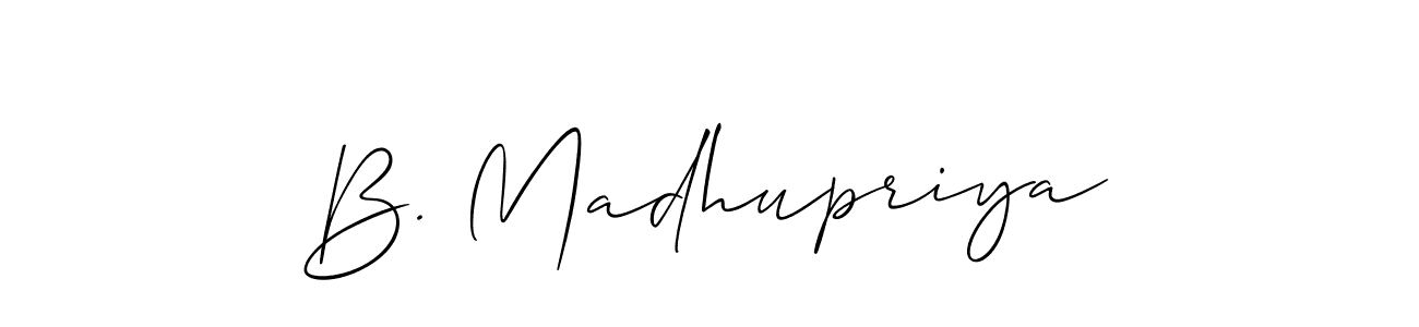 Design your own signature with our free online signature maker. With this signature software, you can create a handwritten (Allison_Script) signature for name B. Madhupriya. B. Madhupriya signature style 2 images and pictures png