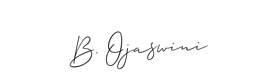 Also You can easily find your signature by using the search form. We will create B. Ojaswini name handwritten signature images for you free of cost using Allison_Script sign style. B. Ojaswini signature style 2 images and pictures png