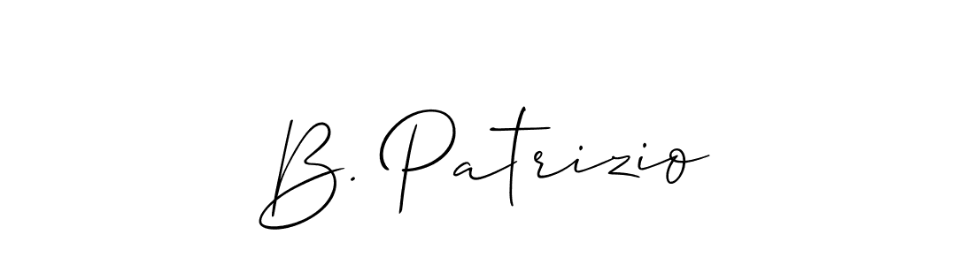 The best way (Allison_Script) to make a short signature is to pick only two or three words in your name. The name B. Patrizio include a total of six letters. For converting this name. B. Patrizio signature style 2 images and pictures png