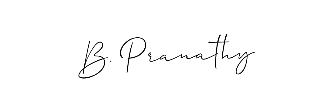 Check out images of Autograph of B. Pranathy name. Actor B. Pranathy Signature Style. Allison_Script is a professional sign style online. B. Pranathy signature style 2 images and pictures png