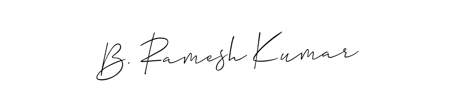 The best way (Allison_Script) to make a short signature is to pick only two or three words in your name. The name B. Ramesh Kumar include a total of six letters. For converting this name. B. Ramesh Kumar signature style 2 images and pictures png