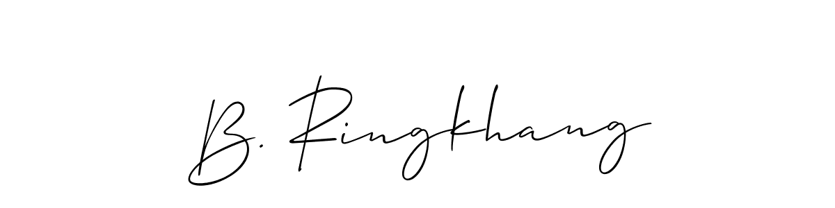 Check out images of Autograph of B. Ringkhang name. Actor B. Ringkhang Signature Style. Allison_Script is a professional sign style online. B. Ringkhang signature style 2 images and pictures png