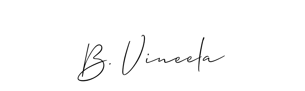 How to make B. Vineela name signature. Use Allison_Script style for creating short signs online. This is the latest handwritten sign. B. Vineela signature style 2 images and pictures png