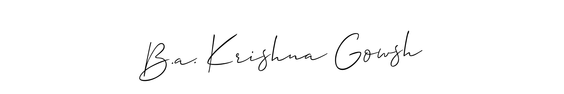 Make a beautiful signature design for name B.a. Krishna Gowsh. With this signature (Allison_Script) style, you can create a handwritten signature for free. B.a. Krishna Gowsh signature style 2 images and pictures png