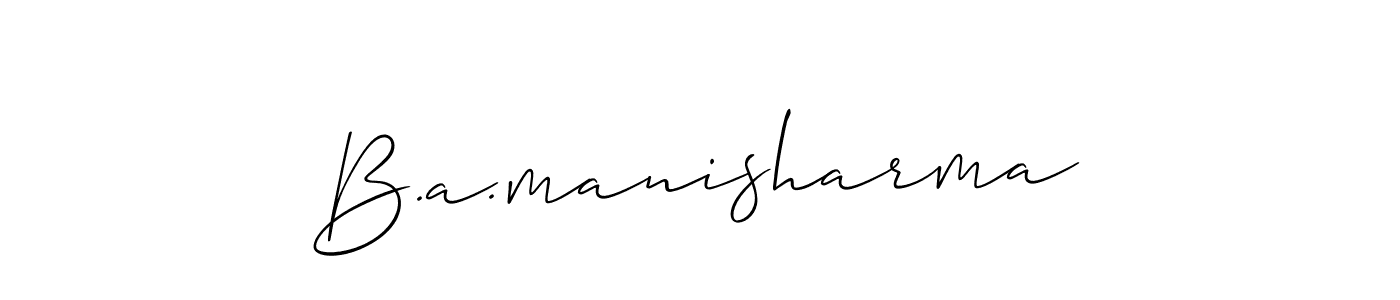 Allison_Script is a professional signature style that is perfect for those who want to add a touch of class to their signature. It is also a great choice for those who want to make their signature more unique. Get B.a.manisharma name to fancy signature for free. B.a.manisharma signature style 2 images and pictures png