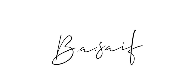 Allison_Script is a professional signature style that is perfect for those who want to add a touch of class to their signature. It is also a great choice for those who want to make their signature more unique. Get B.a.saif name to fancy signature for free. B.a.saif signature style 2 images and pictures png