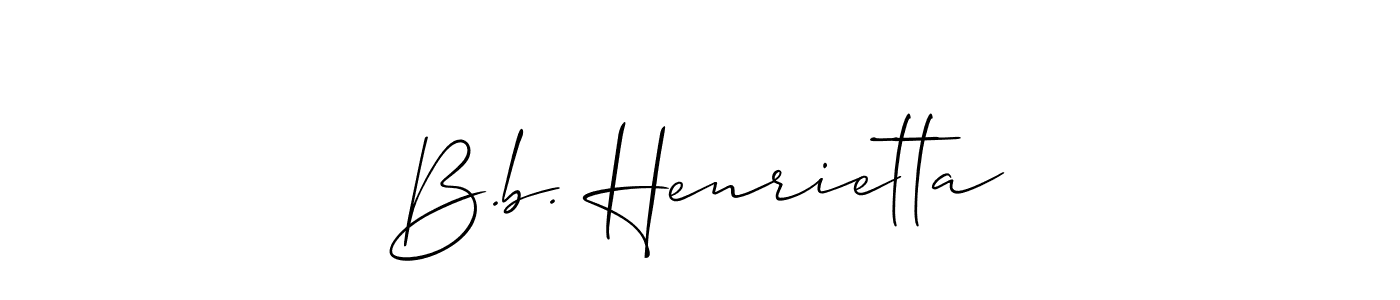 Make a beautiful signature design for name B.b. Henrietta. With this signature (Allison_Script) style, you can create a handwritten signature for free. B.b. Henrietta signature style 2 images and pictures png