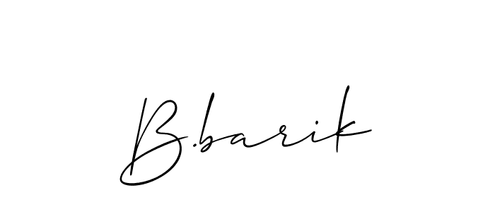 Design your own signature with our free online signature maker. With this signature software, you can create a handwritten (Allison_Script) signature for name B.barik. B.barik signature style 2 images and pictures png