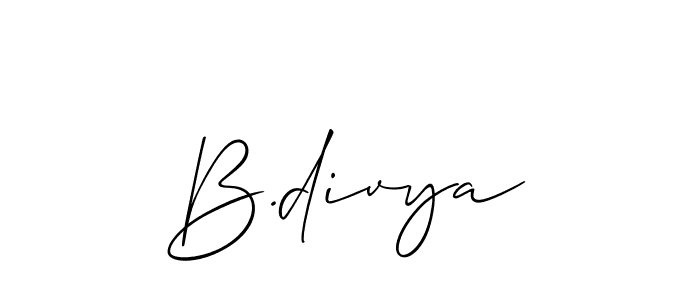 Create a beautiful signature design for name B.divya. With this signature (Allison_Script) fonts, you can make a handwritten signature for free. B.divya signature style 2 images and pictures png