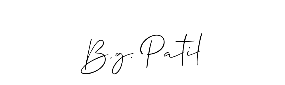 How to make B.g. Patil signature? Allison_Script is a professional autograph style. Create handwritten signature for B.g. Patil name. B.g. Patil signature style 2 images and pictures png