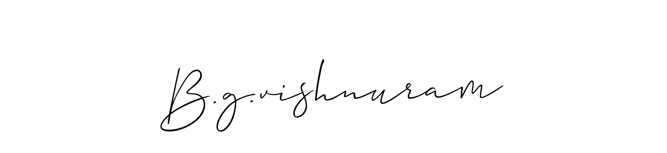 The best way (Allison_Script) to make a short signature is to pick only two or three words in your name. The name B.g.vishnuram include a total of six letters. For converting this name. B.g.vishnuram signature style 2 images and pictures png