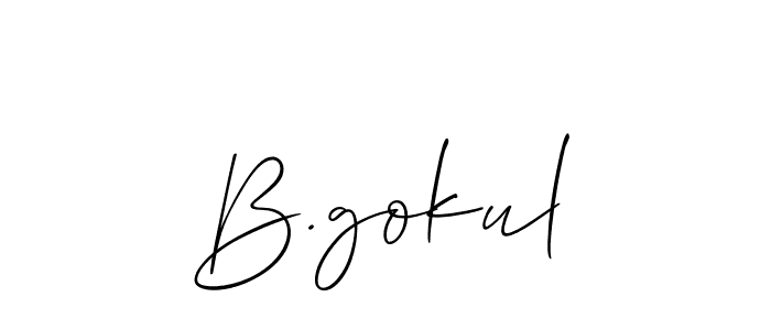 The best way (Allison_Script) to make a short signature is to pick only two or three words in your name. The name B.gokul include a total of six letters. For converting this name. B.gokul signature style 2 images and pictures png