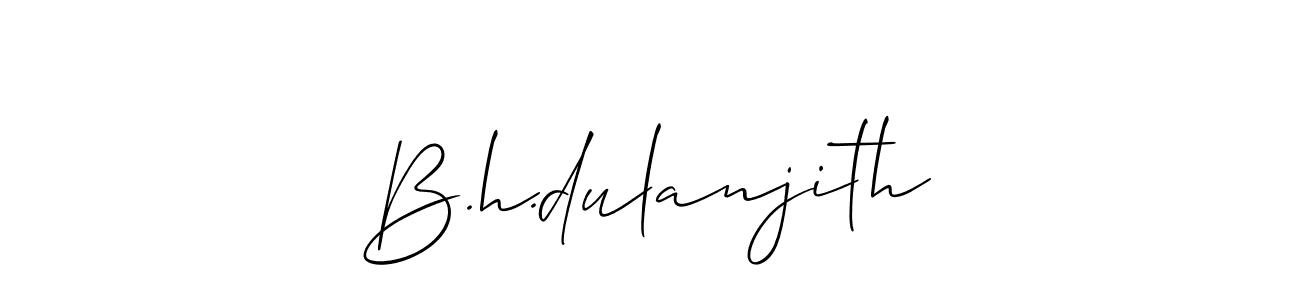 Use a signature maker to create a handwritten signature online. With this signature software, you can design (Allison_Script) your own signature for name B.h.dulanjith. B.h.dulanjith signature style 2 images and pictures png