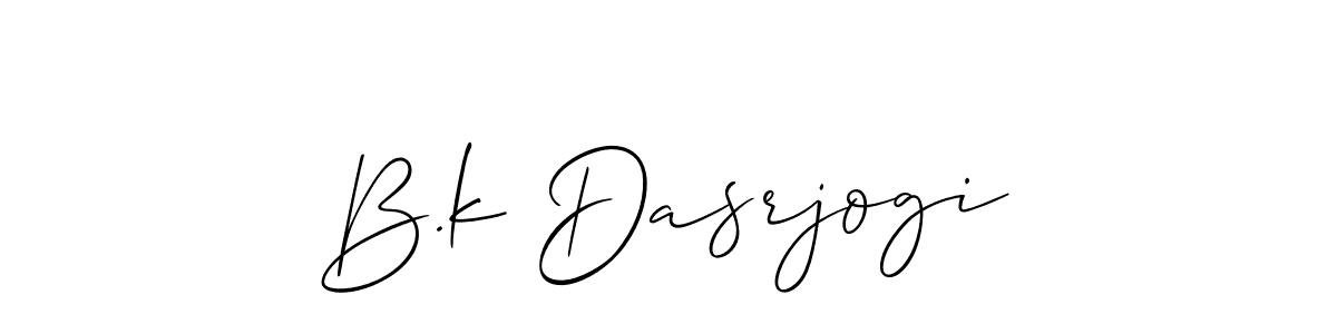 Use a signature maker to create a handwritten signature online. With this signature software, you can design (Allison_Script) your own signature for name B.k Dasrjogi. B.k Dasrjogi signature style 2 images and pictures png