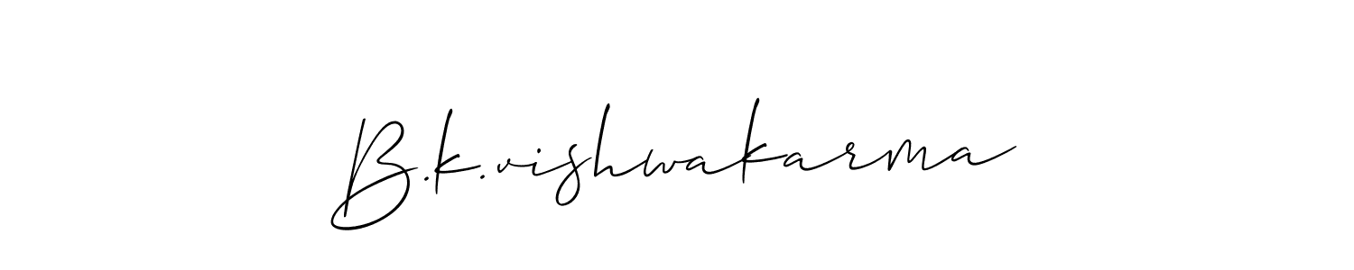 The best way (Allison_Script) to make a short signature is to pick only two or three words in your name. The name B.k.vishwakarma include a total of six letters. For converting this name. B.k.vishwakarma signature style 2 images and pictures png