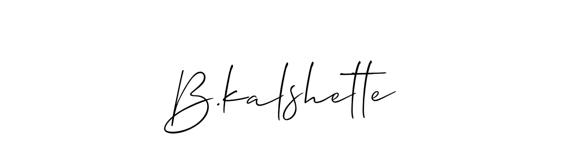 Use a signature maker to create a handwritten signature online. With this signature software, you can design (Allison_Script) your own signature for name B.kalshette. B.kalshette signature style 2 images and pictures png