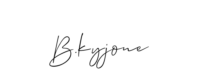 Design your own signature with our free online signature maker. With this signature software, you can create a handwritten (Allison_Script) signature for name B.kyjone. B.kyjone signature style 2 images and pictures png