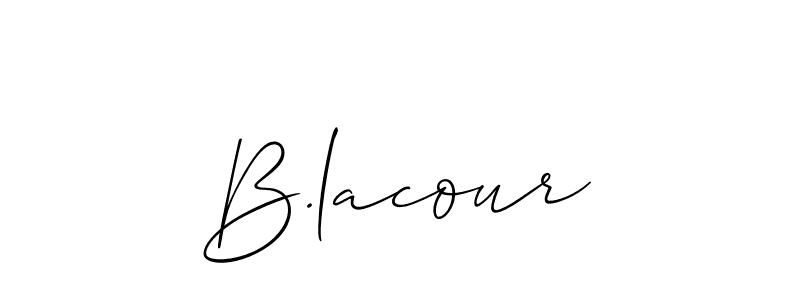 Design your own signature with our free online signature maker. With this signature software, you can create a handwritten (Allison_Script) signature for name B.lacour. B.lacour signature style 2 images and pictures png