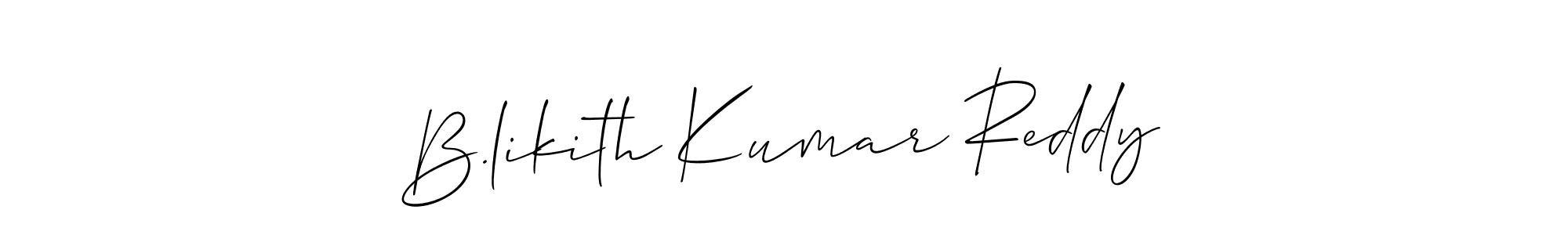 This is the best signature style for the B.likith Kumar Reddy name. Also you like these signature font (Allison_Script). Mix name signature. B.likith Kumar Reddy signature style 2 images and pictures png