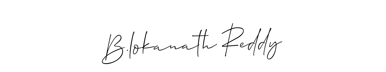 How to make B.lokanath Reddy name signature. Use Allison_Script style for creating short signs online. This is the latest handwritten sign. B.lokanath Reddy signature style 2 images and pictures png