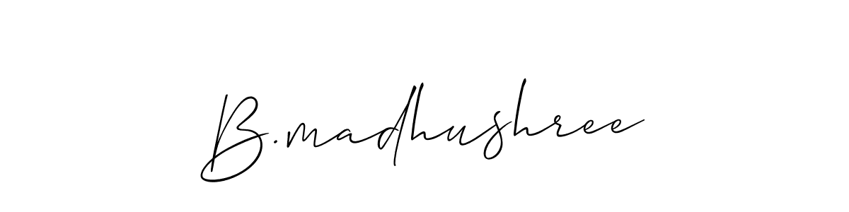 The best way (Allison_Script) to make a short signature is to pick only two or three words in your name. The name B.madhushree include a total of six letters. For converting this name. B.madhushree signature style 2 images and pictures png