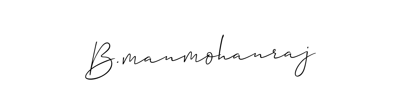 Use a signature maker to create a handwritten signature online. With this signature software, you can design (Allison_Script) your own signature for name B.manmohanraj. B.manmohanraj signature style 2 images and pictures png