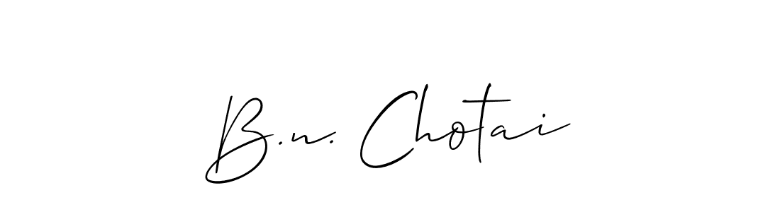 Make a short B.n. Chotai signature style. Manage your documents anywhere anytime using Allison_Script. Create and add eSignatures, submit forms, share and send files easily. B.n. Chotai signature style 2 images and pictures png