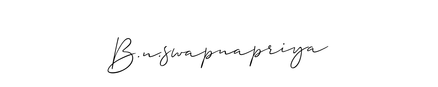 Make a beautiful signature design for name B.n.swapnapriya. With this signature (Allison_Script) style, you can create a handwritten signature for free. B.n.swapnapriya signature style 2 images and pictures png