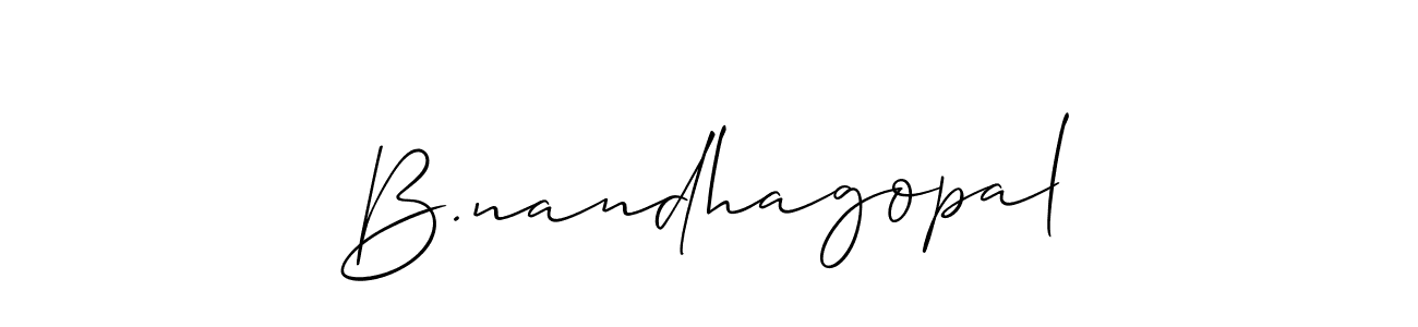 The best way (Allison_Script) to make a short signature is to pick only two or three words in your name. The name B.nandhagopal include a total of six letters. For converting this name. B.nandhagopal signature style 2 images and pictures png