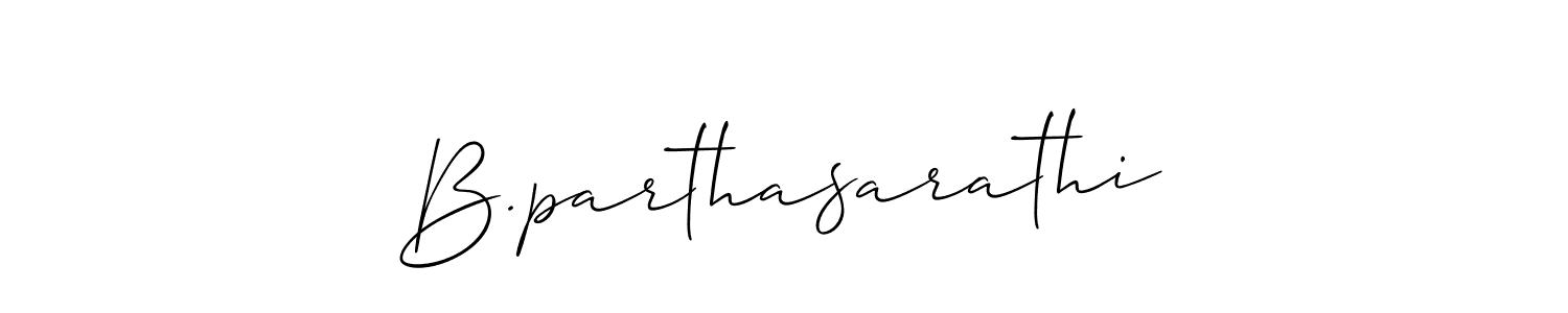 The best way (Allison_Script) to make a short signature is to pick only two or three words in your name. The name B.parthasarathi include a total of six letters. For converting this name. B.parthasarathi signature style 2 images and pictures png