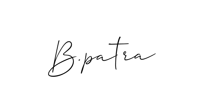 The best way (Allison_Script) to make a short signature is to pick only two or three words in your name. The name B.patra include a total of six letters. For converting this name. B.patra signature style 2 images and pictures png