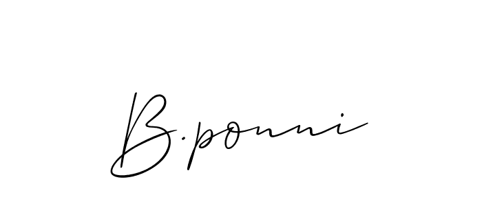Make a beautiful signature design for name B.ponni. With this signature (Allison_Script) style, you can create a handwritten signature for free. B.ponni signature style 2 images and pictures png
