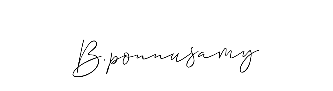 Use a signature maker to create a handwritten signature online. With this signature software, you can design (Allison_Script) your own signature for name B.ponnusamy. B.ponnusamy signature style 2 images and pictures png