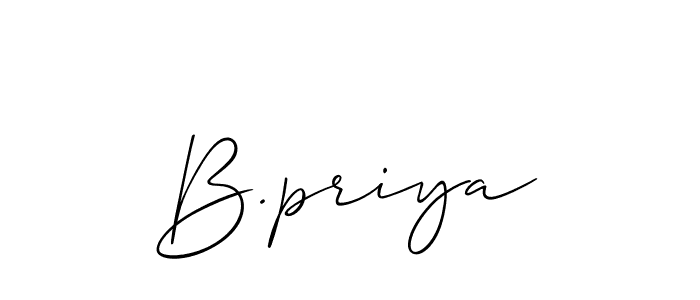 The best way (Allison_Script) to make a short signature is to pick only two or three words in your name. The name B.priya include a total of six letters. For converting this name. B.priya signature style 2 images and pictures png