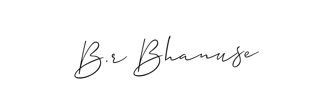 The best way (Allison_Script) to make a short signature is to pick only two or three words in your name. The name B.r Bhanuse include a total of six letters. For converting this name. B.r Bhanuse signature style 2 images and pictures png