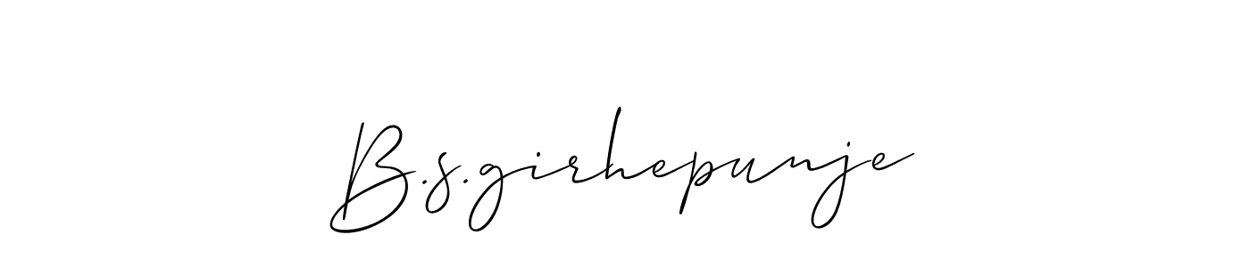 Use a signature maker to create a handwritten signature online. With this signature software, you can design (Allison_Script) your own signature for name B.s.girhepunje. B.s.girhepunje signature style 2 images and pictures png