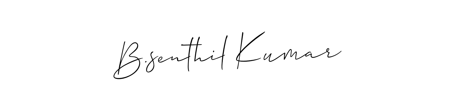 Also You can easily find your signature by using the search form. We will create B.senthil Kumar name handwritten signature images for you free of cost using Allison_Script sign style. B.senthil Kumar signature style 2 images and pictures png