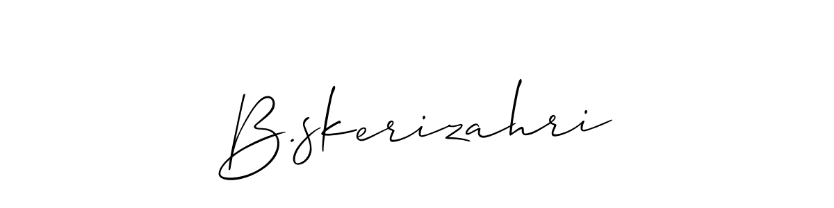 The best way (Allison_Script) to make a short signature is to pick only two or three words in your name. The name B.skerizahri include a total of six letters. For converting this name. B.skerizahri signature style 2 images and pictures png