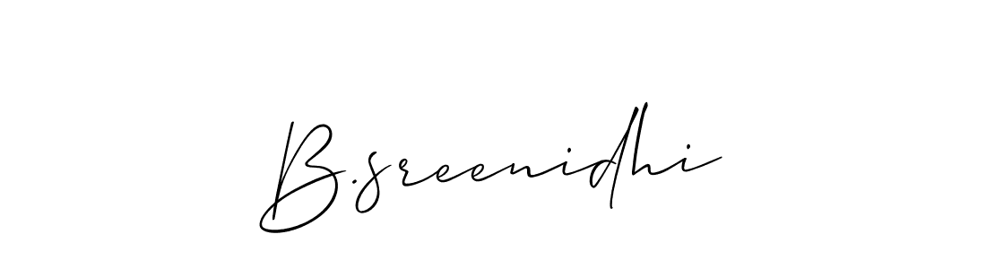 The best way (Allison_Script) to make a short signature is to pick only two or three words in your name. The name B.sreenidhi include a total of six letters. For converting this name. B.sreenidhi signature style 2 images and pictures png