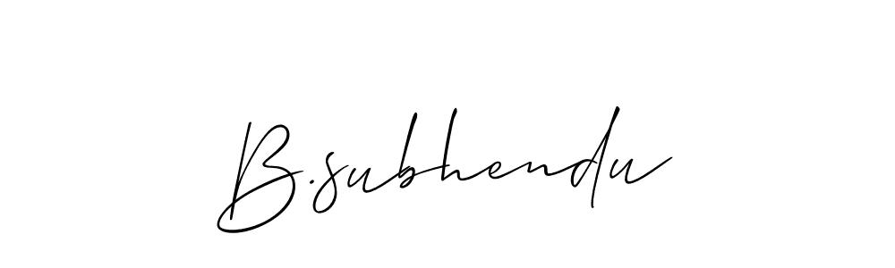 The best way (Allison_Script) to make a short signature is to pick only two or three words in your name. The name B.subhendu include a total of six letters. For converting this name. B.subhendu signature style 2 images and pictures png